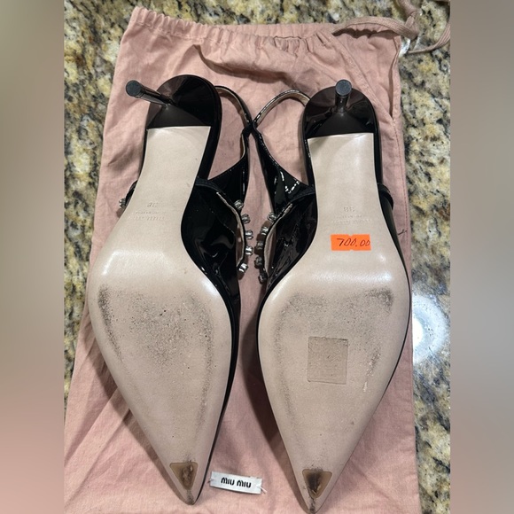 🧿SOLD🧿Miu Miu patent crystal-strap slingback pumps - Picture 10 of 10